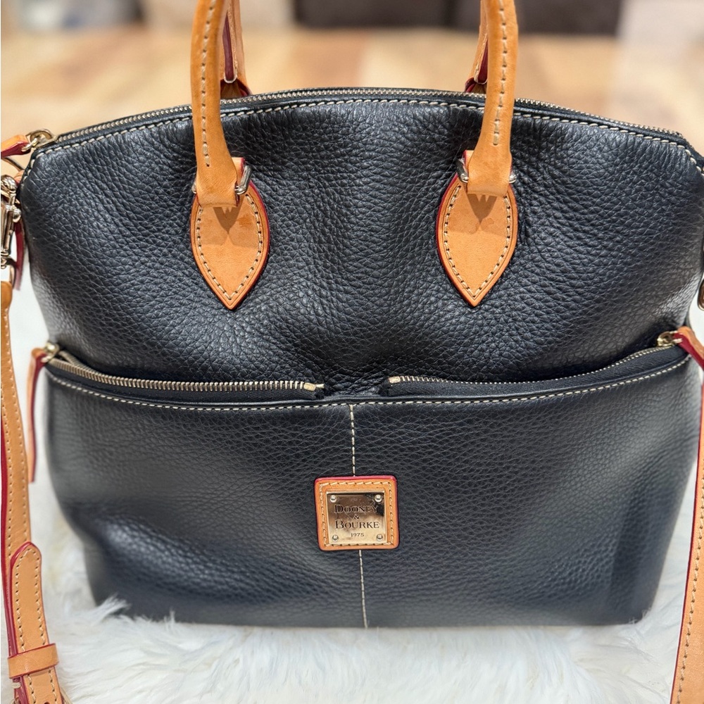 Dooney & Bourke Black and Tan Satchel